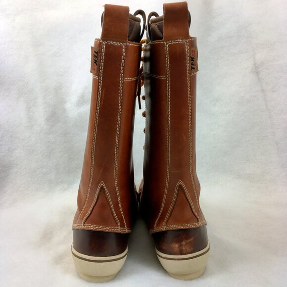 LL Bean Women’s 8 Bar Harbor Tek 2.5 Tall Leather Duck Boots Brown Waterproof - Picture 10 of 12